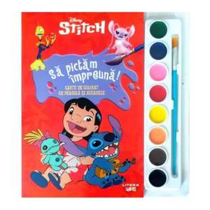 Disney Stitch, Sa pictam impreuna, Carte de colorat cu pensula si acuarele imagine