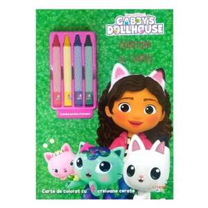 Gabbys Dollhouse, Coloram cu Gabby, Carte de colorat cu 4 creioane cerate imagine