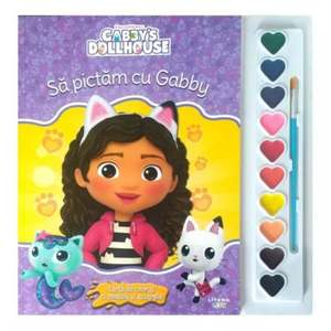 Gabbys Dollhouse, Sa pictam cu Gabby, Carte de colorat cu pensula si acuarele imagine