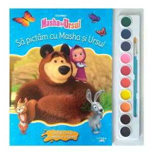 Masha si Ursul, Sa pictam cu Masha si Ursul, Carte de colorat cu pensula si acuarele imagine