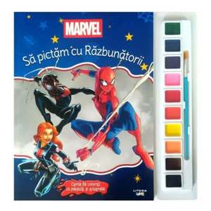 Marvel, Sa pictam cu Razbunatorii, Carte de colorat cu pensula si acuarele imagine