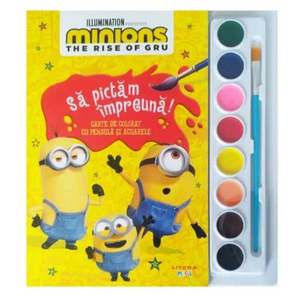 Minions, Sa pictam impreuna, Carte de colorat cu pensula si acuarele imagine