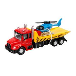 Set camion transportator cu elicopter, Maxx Wheels, 16 cm imagine