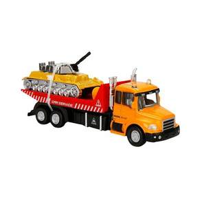Set camion transportator cu tanc, Maxx Wheels, Galben, 16 cm imagine