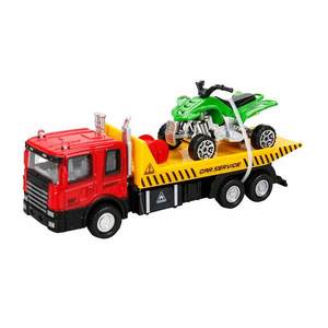 Set camion transportator cu ATV, Maxx Wheels, Rosu, 16 cm imagine