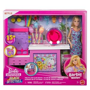 Set de joaca cu papusa Malibu, Barbie, Mysteries Beach Detectives, Cotton Candy, JFV67 imagine