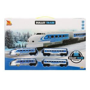Set trenulet cu vagoane si sina, Suncon, 33 piese, Albastru imagine