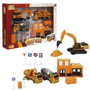 Set de joaca cu vehicule, Maxx Wheels, City Building, Portocaliu imagine