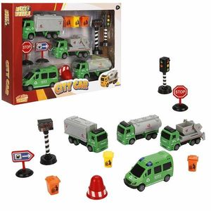 Set de joaca cu vehicule, Maxx Wheels, City Sanitation, Verde imagine