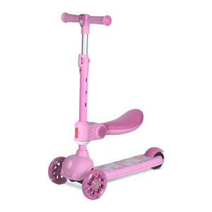 Trotineta, Lorelli Jetster Plus, pana la 20 kg, scaun pliabil si reglabil 4 pozitii, roti din silicon cu leduri colorate, Pink imagine