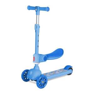 Trotineta, Lorelli Jetster Plus, pana la 20 kg, scaun pliabil si reglabil 4 pozitii, roti din silicon cu leduri colorate, Blue imagine