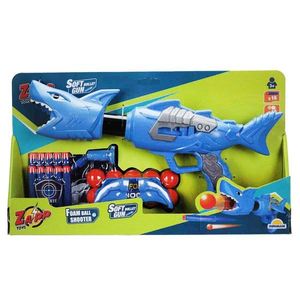 Arma de jucarie cu 10 sageti si bile din burete, Zapp Toys, Shark, Albastru imagine
