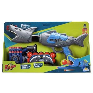 Arma de jucarie cu 10 sageti si bile din burete, Zapp Toys, Shark, Gri imagine