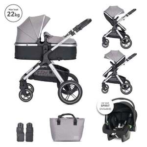 Carucior Set 3 in 1, Lorelli Viola, cos auto Spirit inclus, transformabil, sezut reversibil, pana la 22 kg, Grey imagine