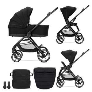 Carucior set 2 in 1, Lorelli Venice, cos landou individual, cadru din aluminiu, sezut reversibil, pana la 22 Kg, Black imagine