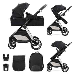 Carucior set 2 in 1, Lorelli Aspen, transformabil, set adaptori cos auto inclus, pana la 22 kg, Black imagine