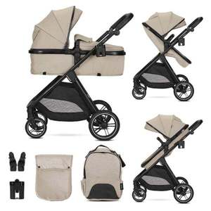Carucior set 2 in 1, Lorelli Aspen, transformabil, set adaptori cos auto inclus, pana la 22 kg, Cappuccino imagine