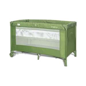 Patut pliabil, Lorelli Carina, 2 nivele, deschidere laterala cu fermoar, prevazut cu roti cu frana, Green Stars imagine