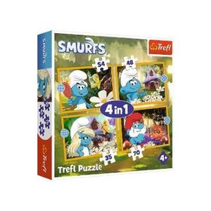 Puzzle 4 in 1: Viata in satul Strumfilor imagine