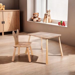 Set masa si scaun pentru copii, Rosewood, BLTYZ-AKTV060, MDF, Stejar imagine