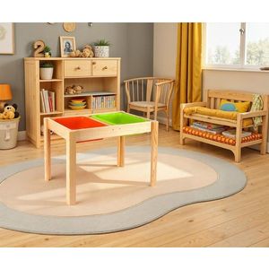 Masa pentru copii, Rosewood, BLTYZ-AKTV020, 73x54x49 cm, Lemn masiv de pin, Stejar imagine
