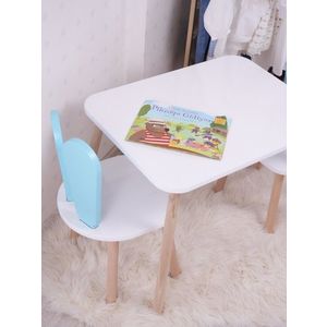 Set masa si scaun pentru copii, Bambini, Bunny One Chair Set, MDF , Albastru bebeluș / Alb imagine