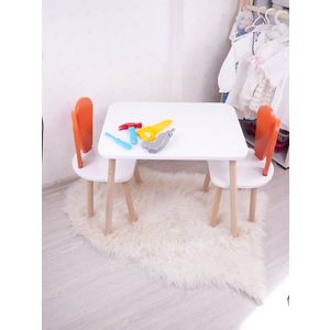 Set masa si scaun pentru copii, Bambini, Bunny One Chair Set, MDF , Portocaliu/Alb imagine