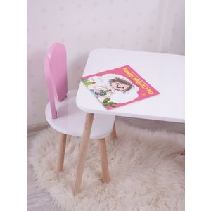 Set masa si scaun pentru copii, Bambini, Bunny One Chair Set, MDF , Roz/Alb imagine