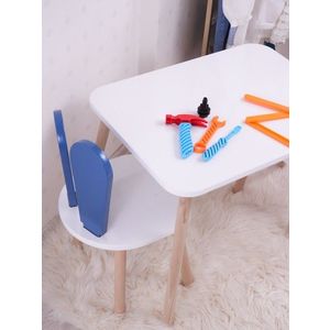 Set masa si scaun pentru copii, Bambini, Bunny One Chair Set, MDF , Albastru / Alb imagine