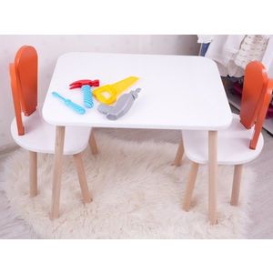 Set masa si scaun pentru copii, Bambini, Bunny Two Chair Set, MDF , Portocaliu/Alb imagine