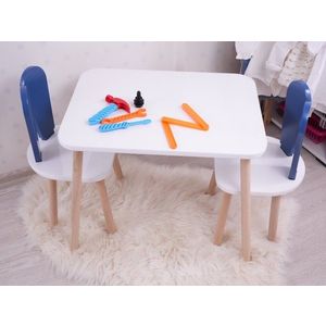 Set masa si scaun pentru copii, Bambini, Bunny Two Chair Set, MDF , Albastru / Alb imagine