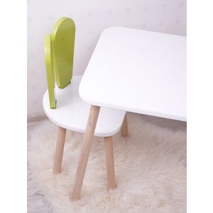 Set masa si scaun pentru copii, Bambini, Bunny Two Chair Set, MDF , Verde Fistic / Alb imagine