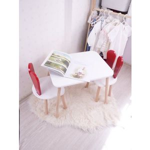 Set masa si scaun pentru copii, Bambini, Bunny Two Chair Set, MDF , Rosu/Alb imagine
