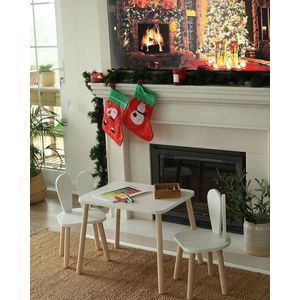 Set masa si scaun pentru copii, Bambini, Bunny Two Chair Set, MDF , Alb imagine
