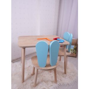 Set masa si scaun pentru copii, Bambini, Bunny Two Chair Set, MDF , Albastru bebeluș / Maro imagine