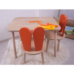 Set masa si scaun pentru copii, Bambini, Bunny Two Chair Set, MDF , Portocaliu/Maro imagine