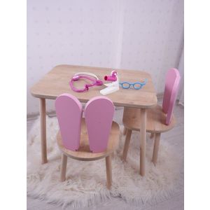 Set masa si scaun pentru copii, Bambini, Bunny Two Chair Set, MDF , Roz/Maro imagine