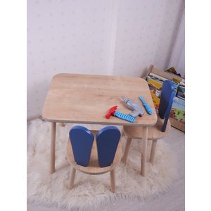 Set masa si scaun pentru copii, Bambini, Bunny Two Chair Set, MDF , Albastru / Maro imagine