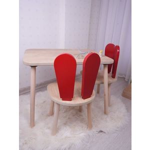 Set masa si scaun pentru copii, Bambini, Bunny Two Chair Set, MDF , Rosu maro imagine