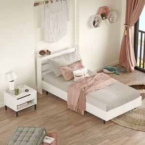 Set dormitor pentru copii, Locelso, ON22-W, PAL, Alb imagine
