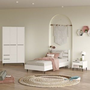 Set dormitor pentru copii, Locelso, ON23-W, PAL, Alb imagine