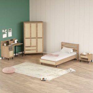 Set dormitor pentru copii, Locelso, ON24-SU, PAL, Stejar imagine