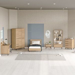 Set dormitor pentru copii, Locelso, ON26-S, PAL, Stejar imagine