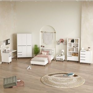 Set dormitor pentru copii, Locelso, ON26-W, PAL, Alb imagine