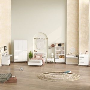 Set dormitor pentru copii, Locelso, ON27-W, PAL, Alb imagine
