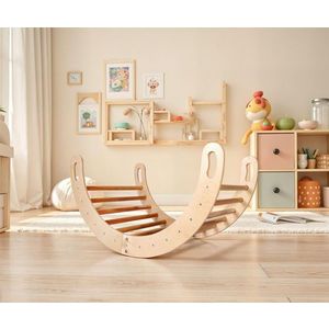 Triunghi de catarare Pikler, Rosewood, BLTYZ-AKTV0147, 51x47x82 cm, Placaj, Stejar imagine