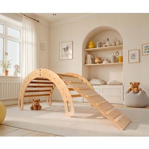 Set triunghi de catarare Pikler, Rosewood, BLTYZ-AKTV066, Placaj, Stejar imagine