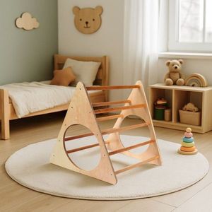 Triunghi de catarare Pikler, Rosewood, BLTYZ-AKTV052, 66x66x52 cm, Placaj, Stejar imagine