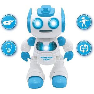 Jucarie robot Powerman Shoot, LEXIBOOK, 23.5 cm, plastic, alb/albastru imagine