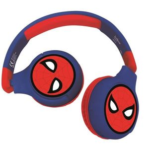 Casti wireless pliabile pentru copii Spider-Man, LEXIBOOK, 18x17x7.5 cm, plastic/textil, albastru/rosu imagine
